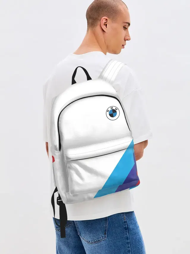 Джинсовый рюкзак с принтом «BMW NEW Logo»