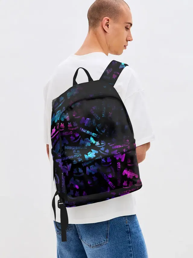 Джинсовый рюкзак с принтом «Neon gradient — MARSMELLO»