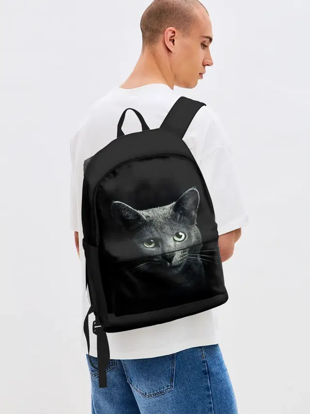 Джинсовый рюкзак с принтом «Коты и кошки — Кот»