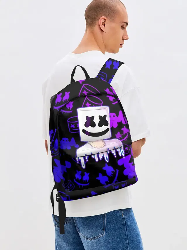 Джинсовый рюкзак с принтом «Marshmello»