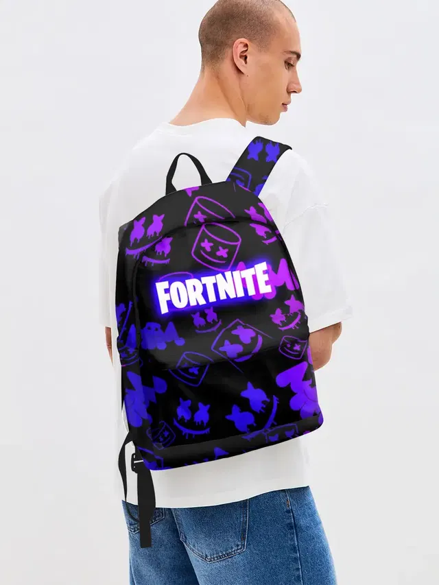 Джинсовый рюкзак с принтом «Christopher Comstock — FORTNITE MARSHMELLO»