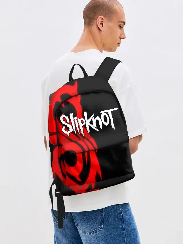Джинсовый рюкзак с принтом «Slipknot S logo»