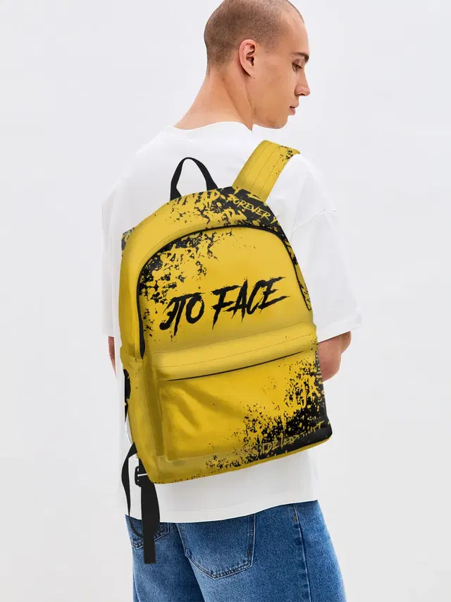 Джинсовый рюкзак с принтом «Face — ФЕЙС»