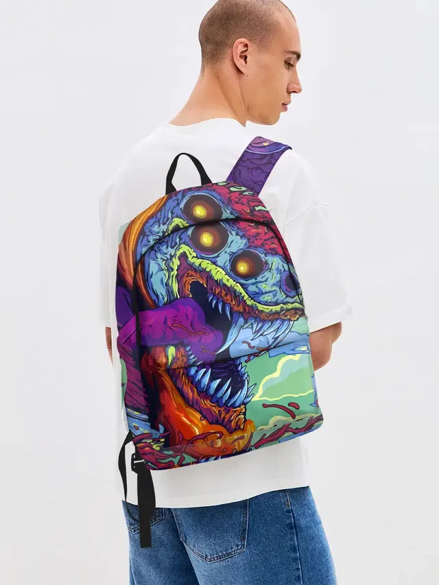 Джинсовый рюкзак с принтом «Hyper Beast — CS GO HYPERBEAST — КС ГО ХАЙПЕРБИСТ»