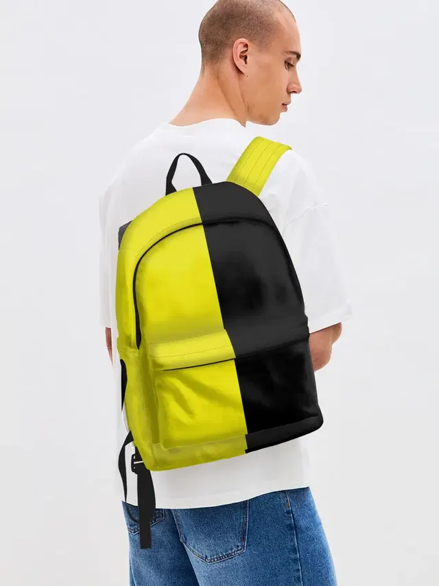 Джинсовый рюкзак с принтом «Модные — BLACK YELLOW — ЧЕРНО ЖЕЛТЫЙ»