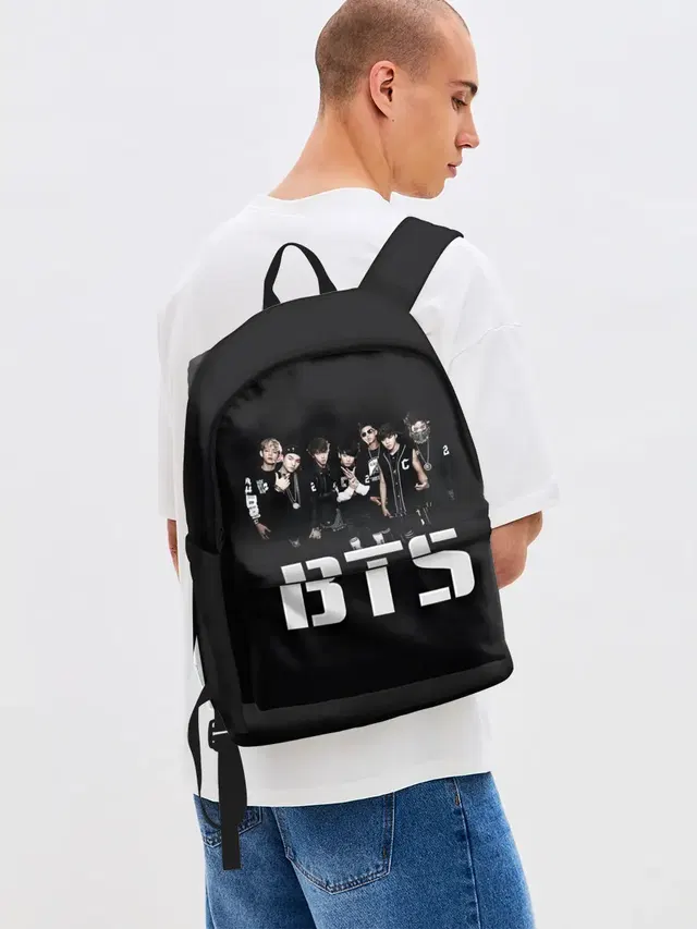 Джинсовый рюкзак с принтом «BTS»