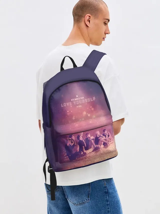 Джинсовый рюкзак с принтом «BTS»