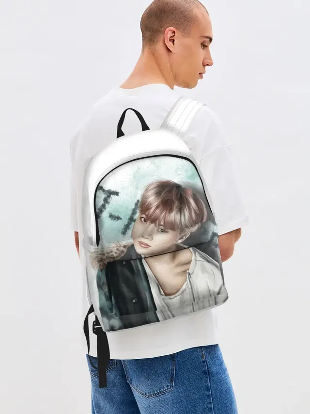 Джинсовый рюкзак с принтом «BTS»