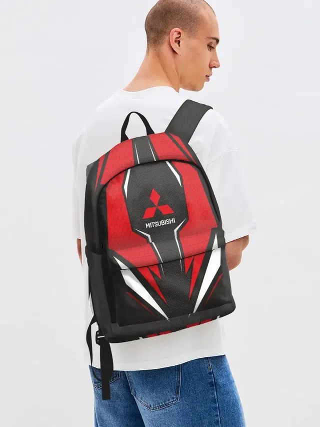 Джинсовый рюкзак с принтом «Mitsubishi — Mitsubishi Driver team Red»
