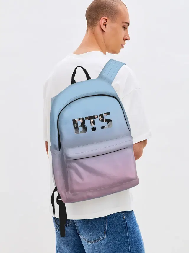 Джинсовый рюкзак с принтом «BTS»