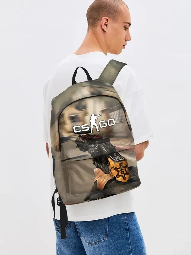 Джинсовый рюкзак с принтом «R8 Revolver — CS:GO»
