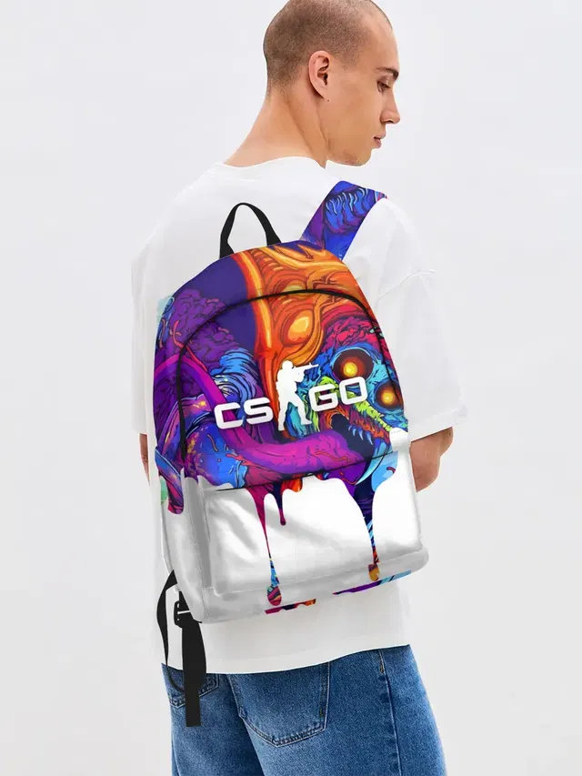Джинсовый рюкзак с принтом «Hyper Beast — CS GO HYPER BEAST»