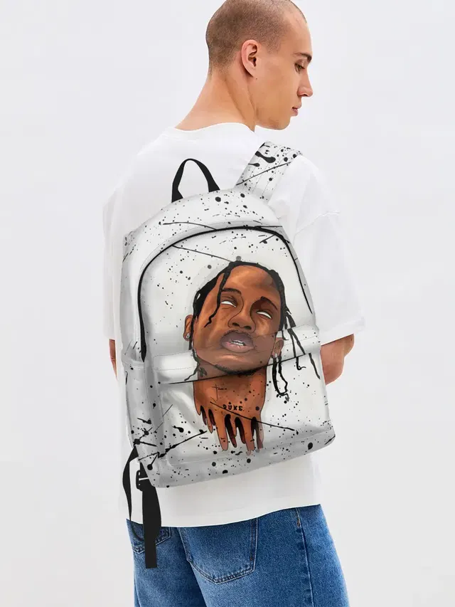 Джинсовый рюкзак с принтом «Travis Scott»
