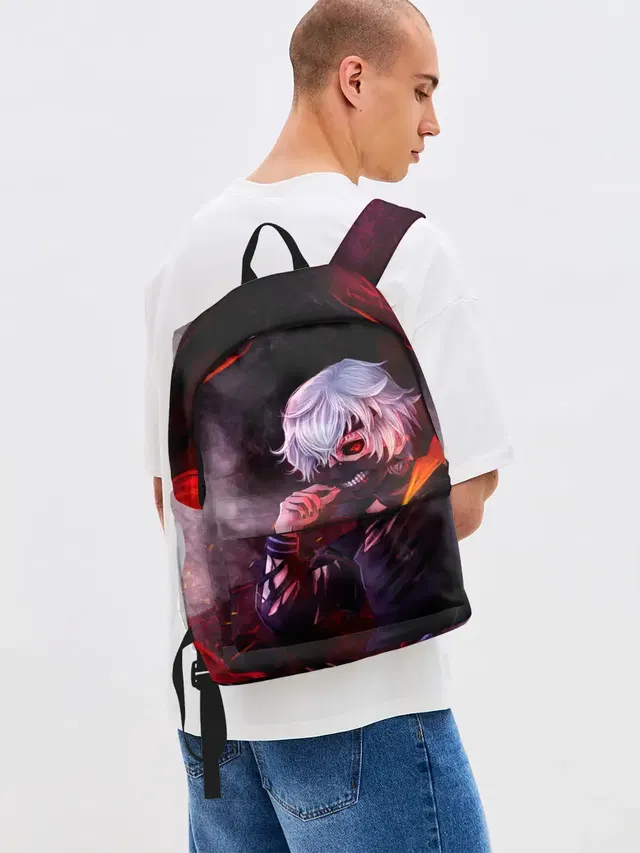 Джинсовый рюкзак с принтом «Ken Kaneki красные жала»