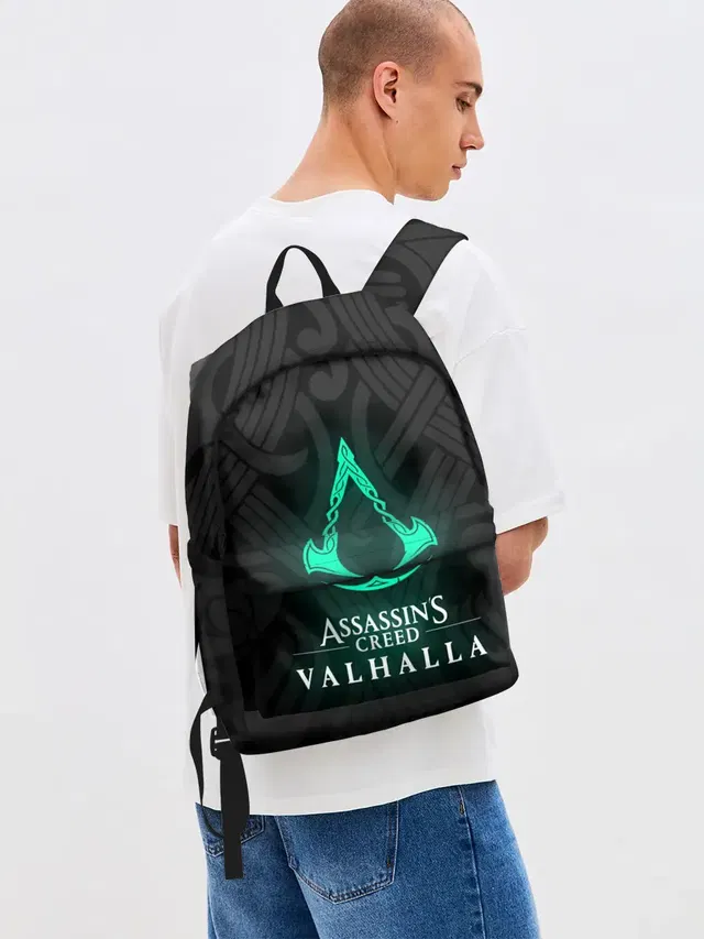 Джинсовый рюкзак с принтом «Assassins Creed Valhalla»