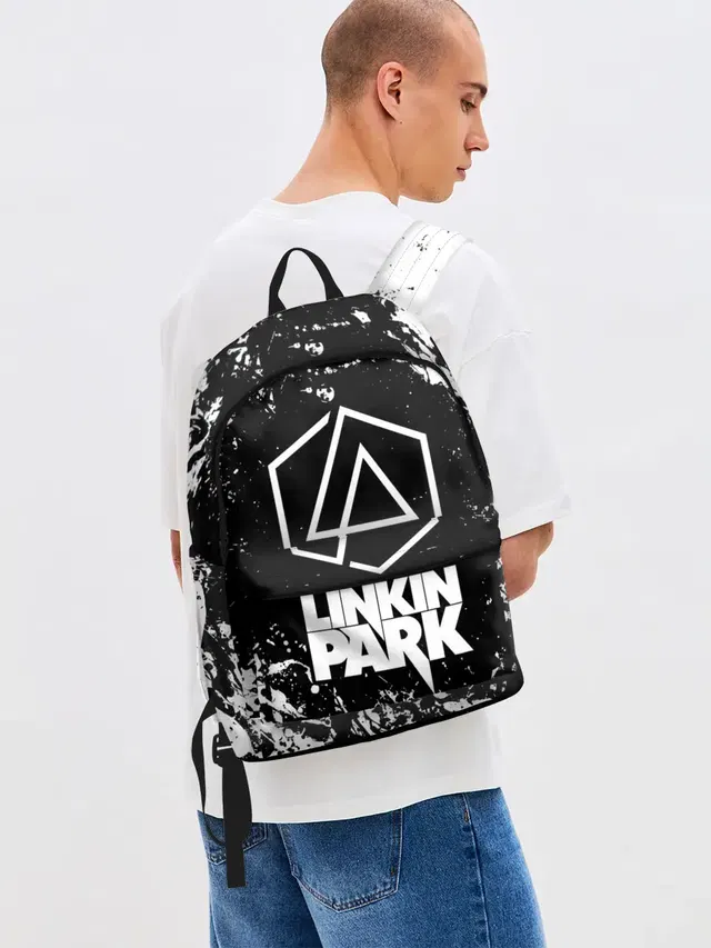 Джинсовый рюкзак с принтом «Linkin Park 2»