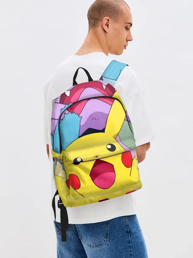 Джинсовый рюкзак с принтом «Покемоны — Pokemon bros»