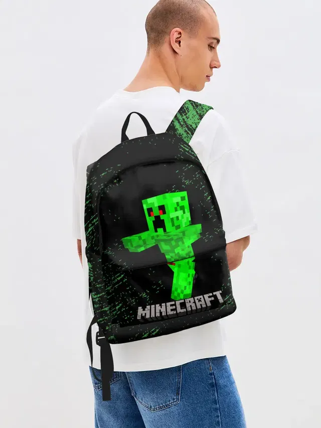Джинсовый рюкзак с принтом «Майнкрафт — MINECRAFT CREEPER»