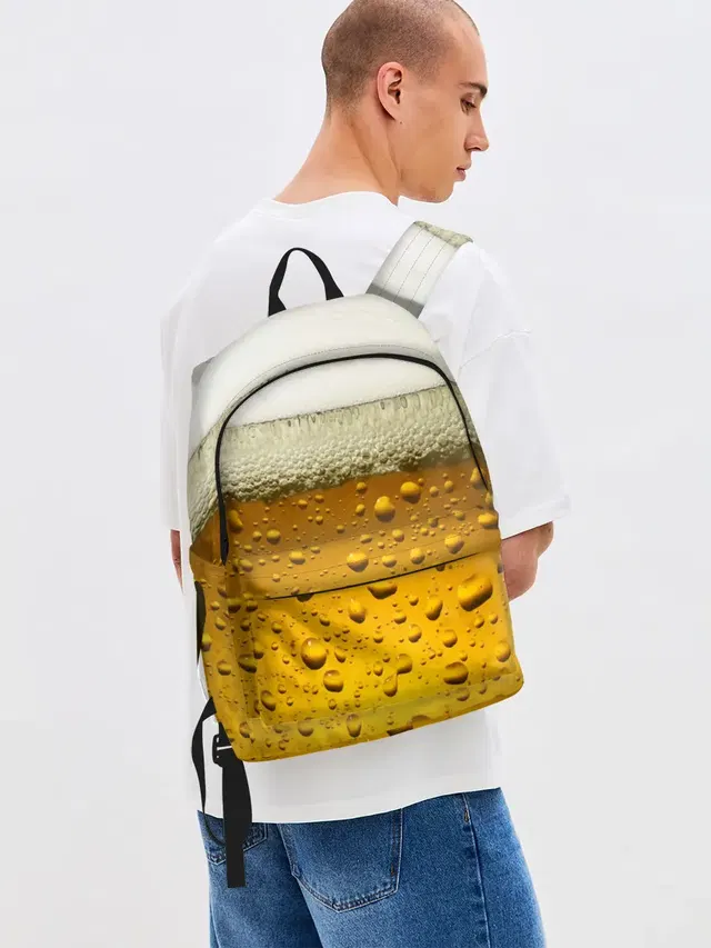 Джинсовый рюкзак с принтом «Beer — ПИВО»