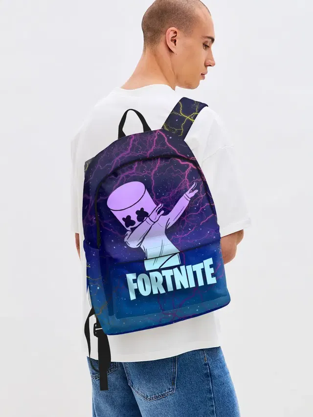 Джинсовый рюкзак с принтом «Marshmello — Fortnite,Marshmello»