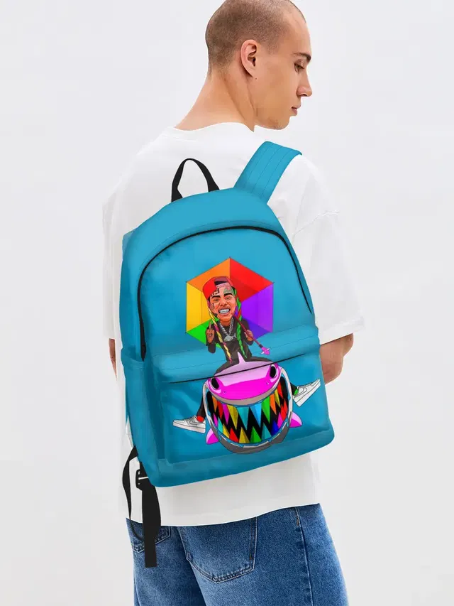 Джинсовый рюкзак с принтом «Rainbow hair»