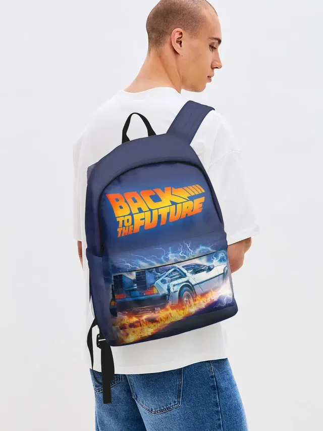 Джинсовый рюкзак с принтом «Назад в Будущее — Back to the Future»
