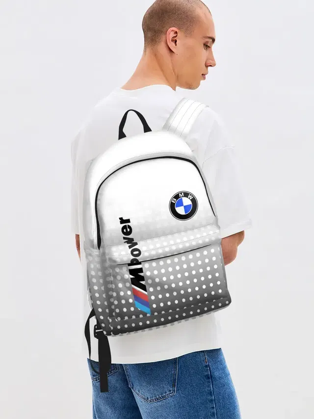 Джинсовый рюкзак с принтом «BMW»