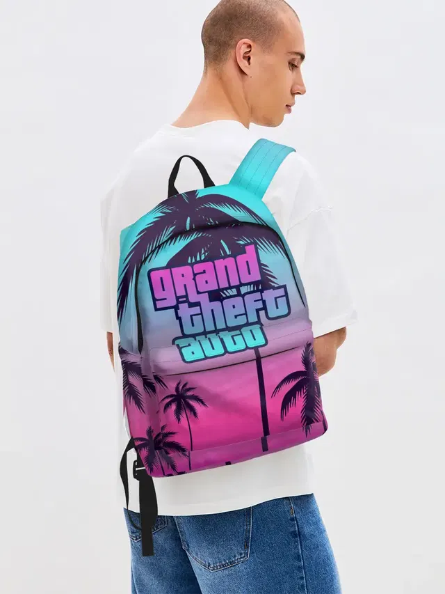 Джинсовый рюкзак с принтом «GTA»