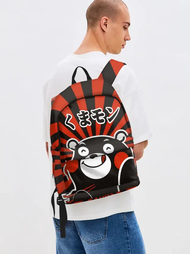 Джинсовый рюкзак с принтом «Кумамон — Kumamon довольный»