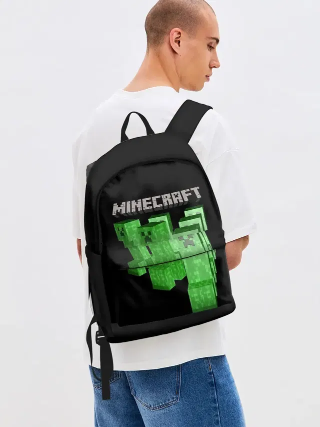 Джинсовый рюкзак с принтом «Майнкрафт — MINECRAFT CREEPER»