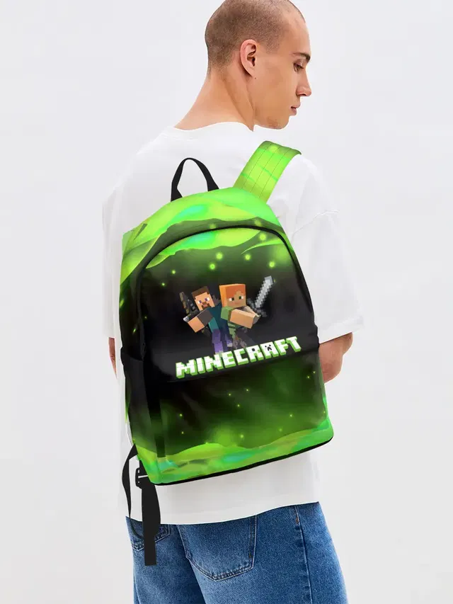 Джинсовый рюкзак с принтом «Майнкрафт — Minecraft 1»