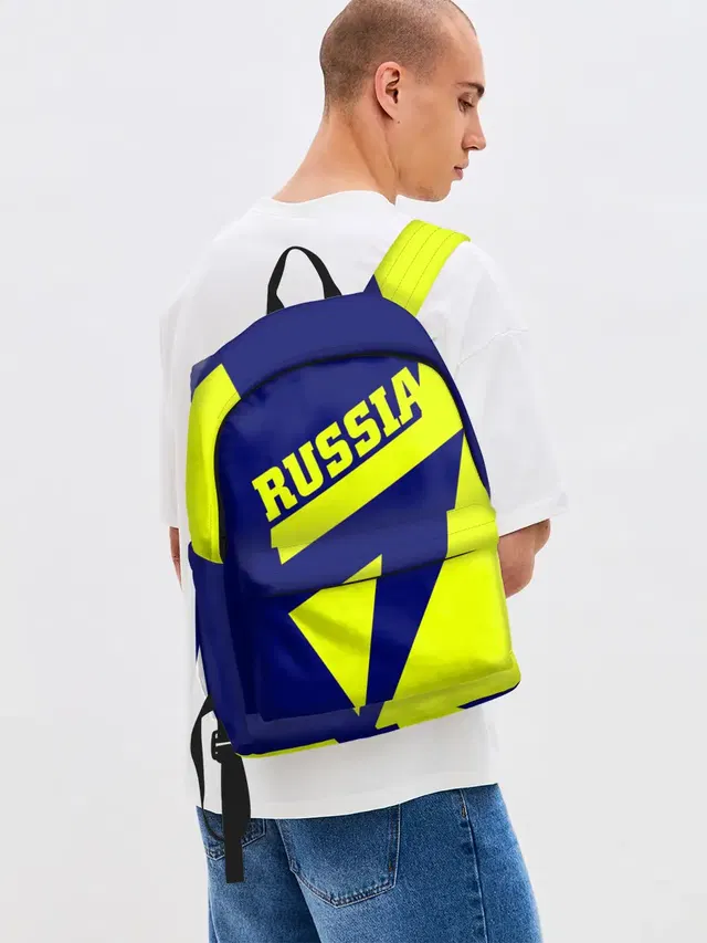 Джинсовый рюкзак с принтом «Text — Russia»
