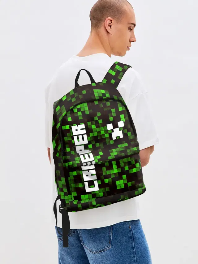 Джинсовый рюкзак с принтом «Майнкрафт — MINECRAFT CREEPER»
