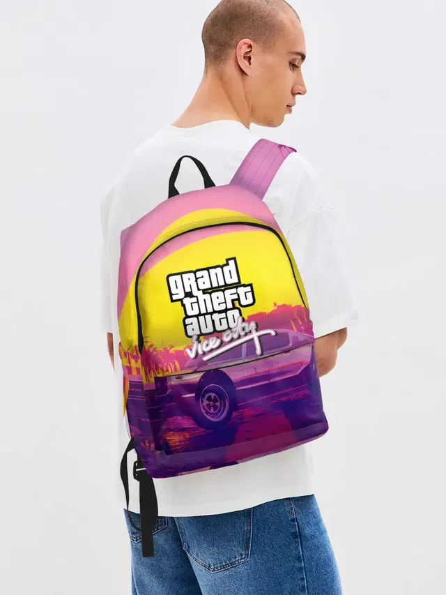Джинсовый рюкзак с принтом «GTA — GTA Vice city»