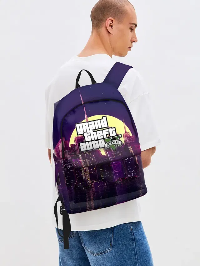 Джинсовый рюкзак с принтом «GTA»