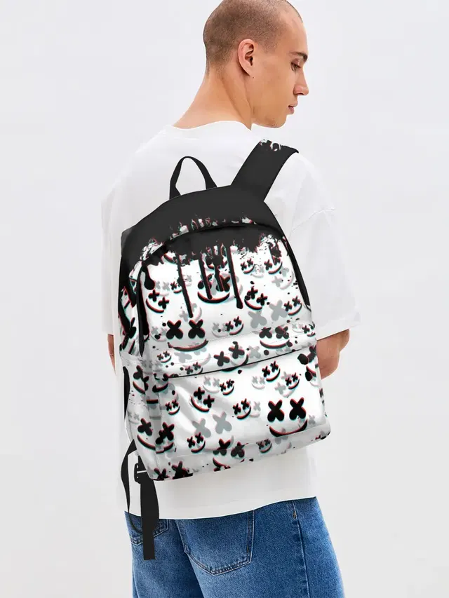 Джинсовый рюкзак с принтом «Marshmello Glitch»