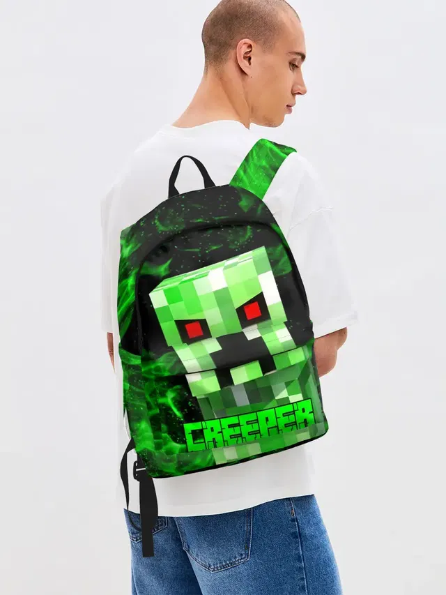 Джинсовый рюкзак с принтом «Майнкрафт — MINECRAFT CREEPER»