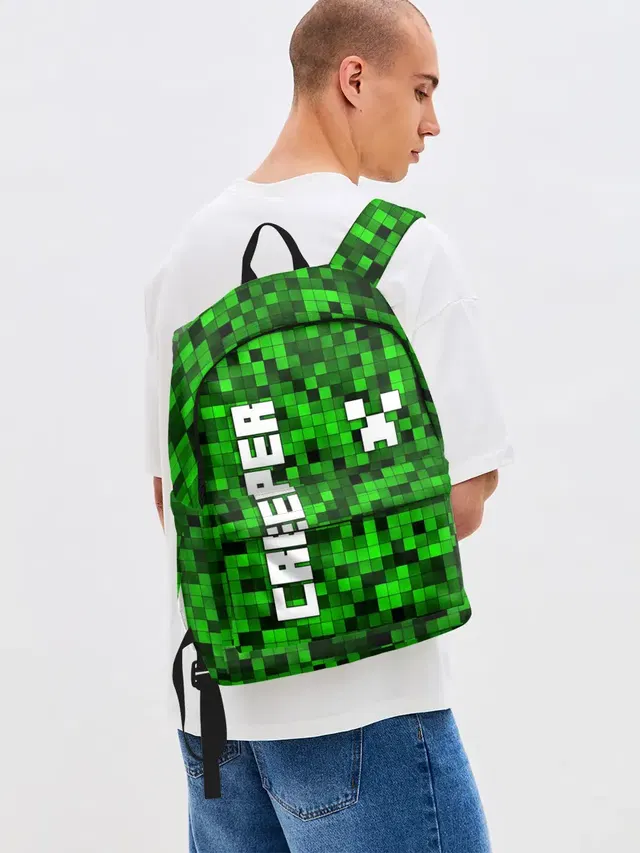 Джинсовый рюкзак с принтом «Майнкрафт — MINECRAFT CREEPER»