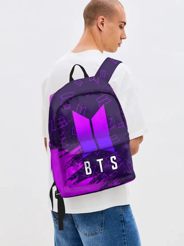Джинсовый рюкзак с принтом «BTS»