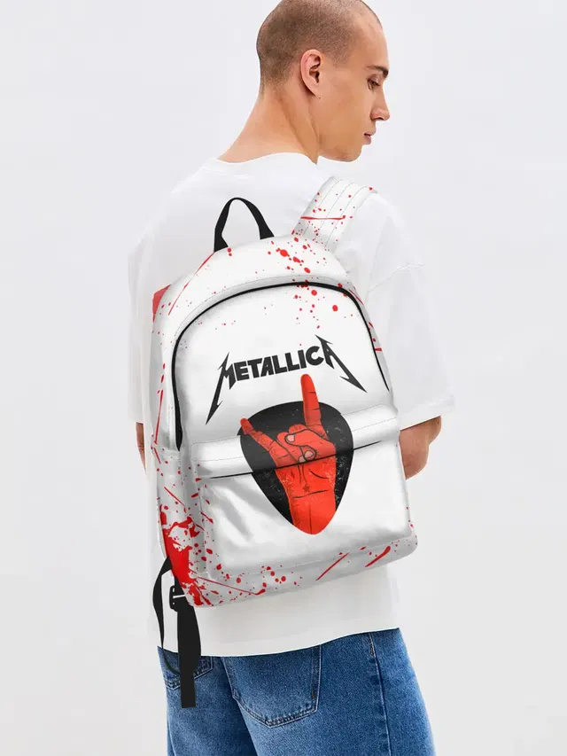 Джинсовый рюкзак с принтом «Metallica»