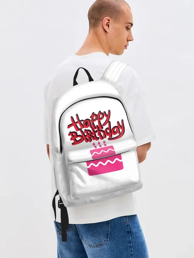 Джинсовый рюкзак с принтом «День рождения — Happy Birth Day»