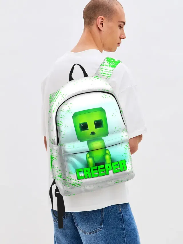 Джинсовый рюкзак с принтом «Майнкрафт — MINECRAFT CREEPER»