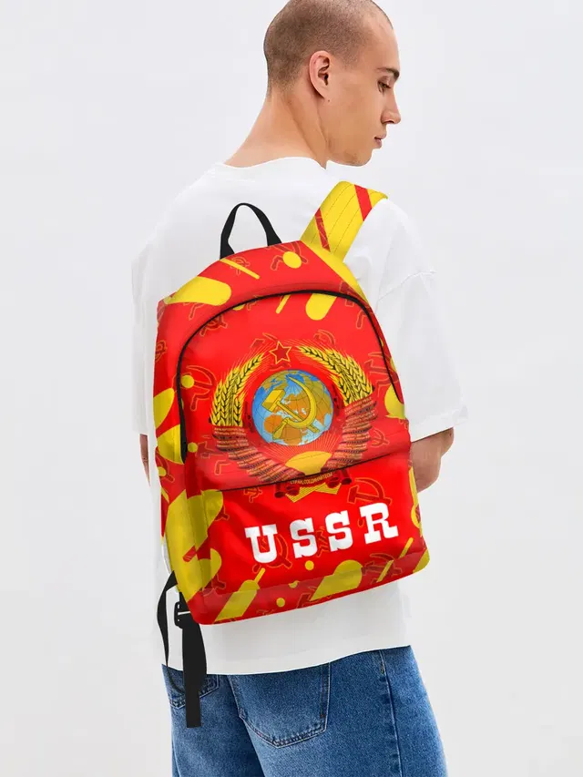 Джинсовый рюкзак с принтом «Red Star — USSR — СССР»