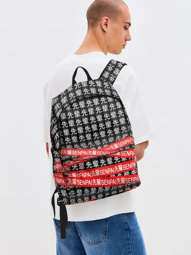 Джинсовый рюкзак с принтом «Typography — СЕНПАЙ - SENPAI»