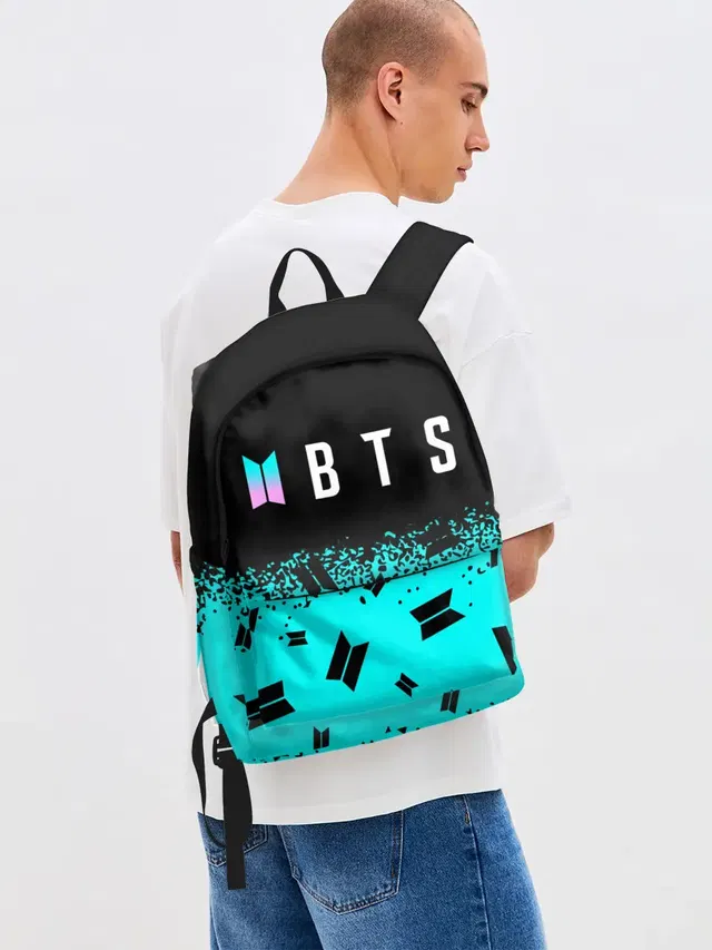 Джинсовый рюкзак с принтом «BTS»