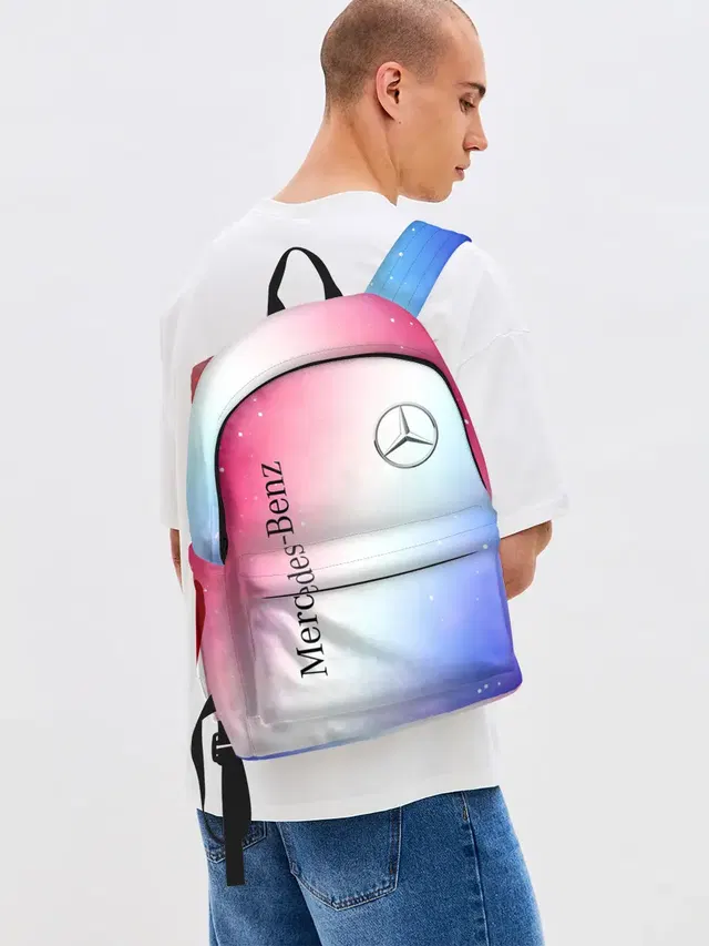 Джинсовый рюкзак с принтом «Star emblem — MERCEDES — МЕРСЕДЕС»