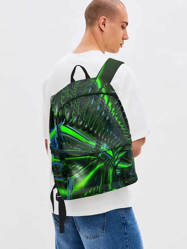 Джинсовый рюкзак с принтом «Разные тренды — DIGITAL NEON GREEN»