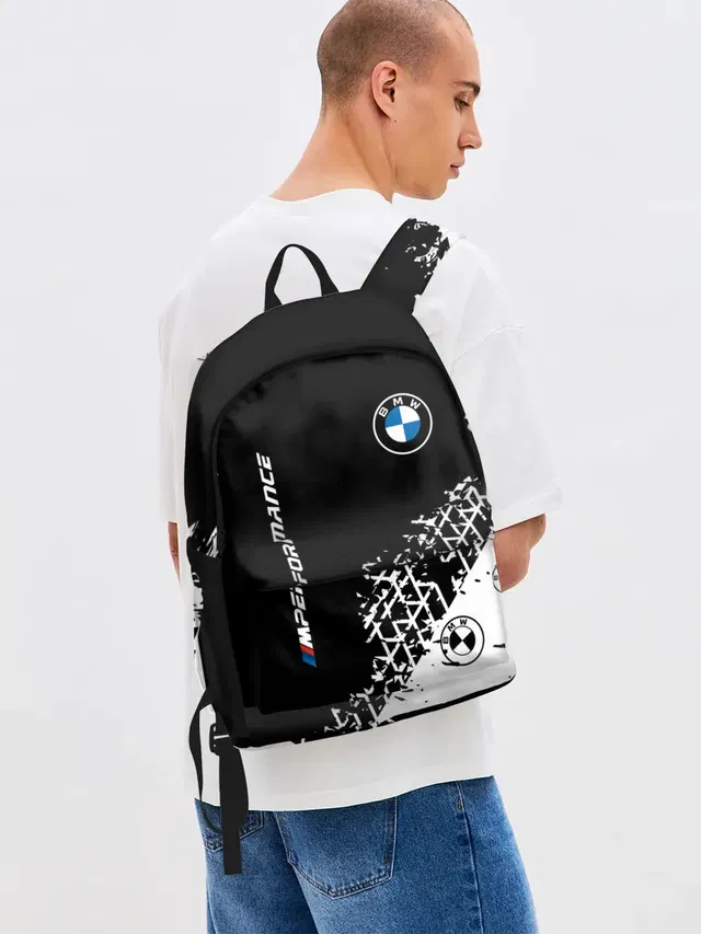 Джинсовый рюкзак с принтом «BMW»