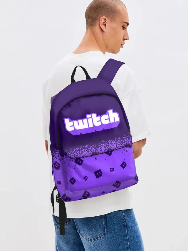 Джинсовый рюкзак с принтом «Twitch Твич»
