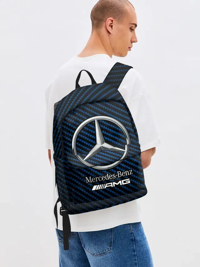 Джинсовый рюкзак с принтом «Merсedes — MERCEDES — МЕРСЕДЕС»